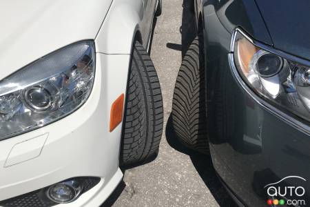 Nokian WR G4 on the left, Michelin CrossClimate2 on the right